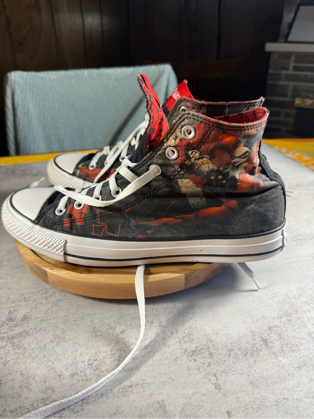 Converse All Star Harley Quinn High Top Canvas Black Red Graphic US 11.5